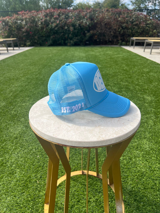 Deluxe “Anniversary” Trucker Hat Baby Blue