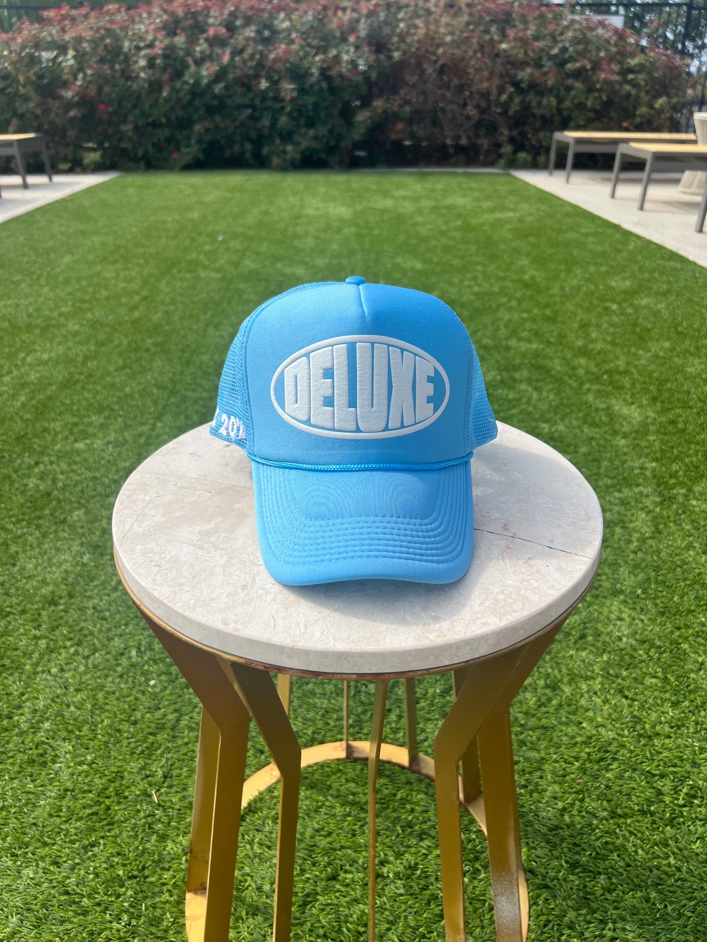 Deluxe “Anniversary” Trucker Hat Baby Blue